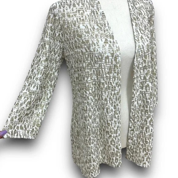 Traveler’s Collection By Chico’s Gold Animal Print Cardigan - Picture 3 of 8